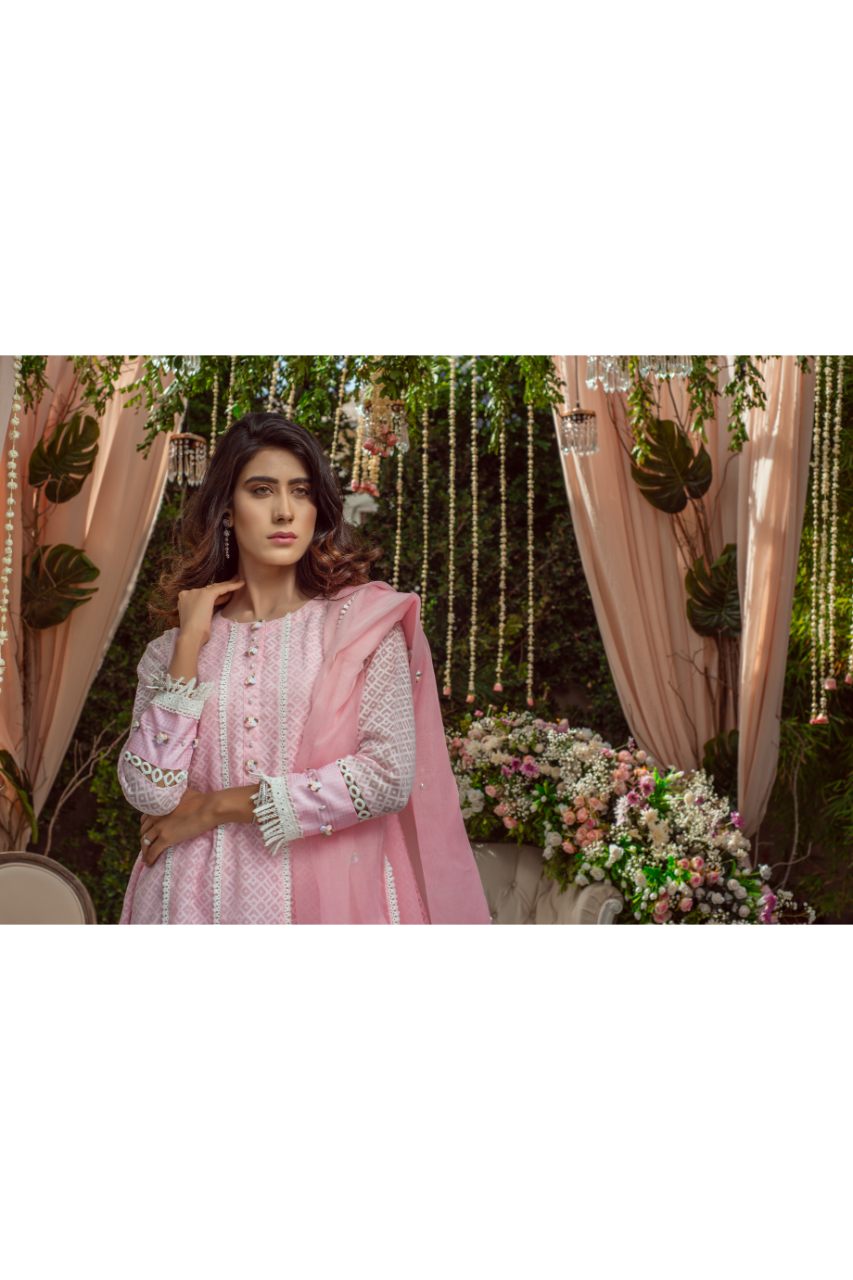 POWDER PINK PISHWAS - Stitched